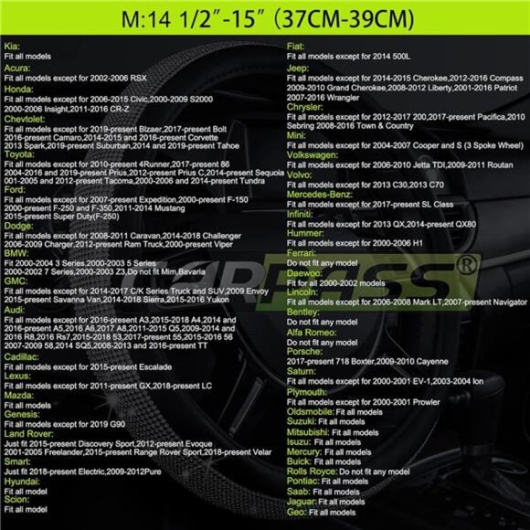 Bling Diamond Black Leather Steering Wheel Cover, Studded Crystal Rhinestones - Picture 6 of 7